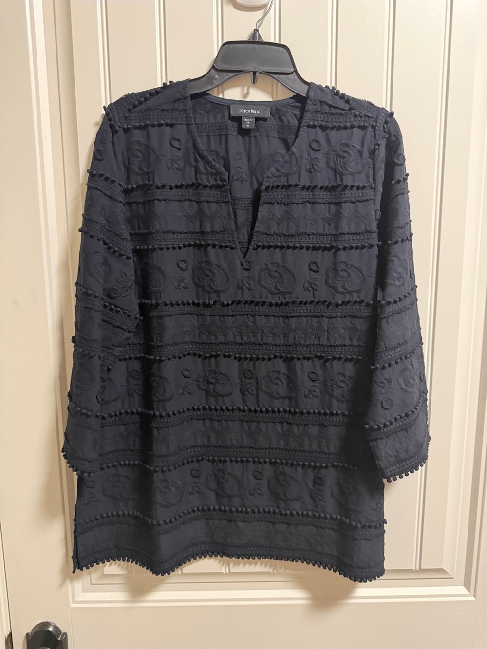 Karen Kane Navy Embroidered Tunic Top-NWOT